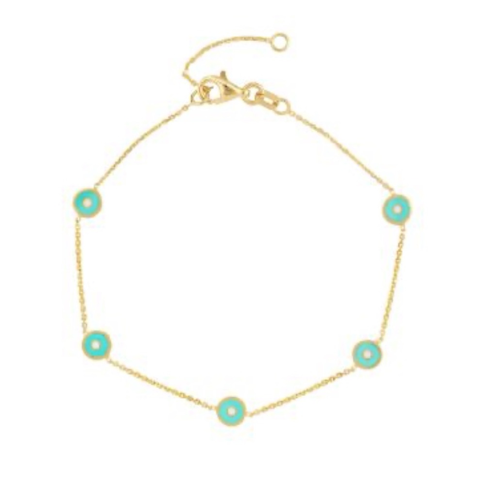 Women’s 14K Yellow Gold & Turquoise Enamel Station Bracelet